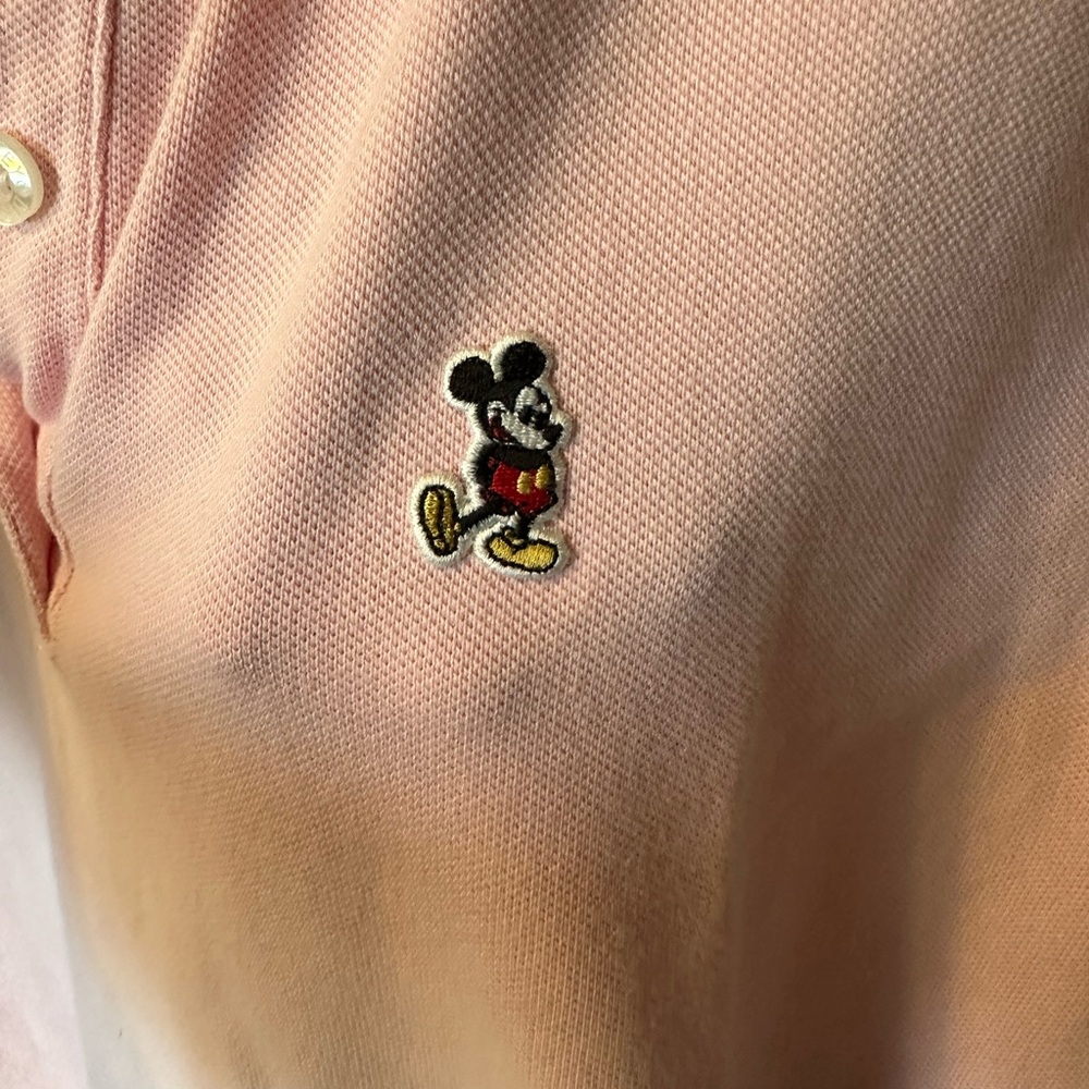 NWOT vintage Disney Mickey long sleeve pink polo shirt - Picture 2 of 4